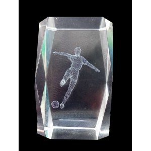 Soccer 3D Laser Engraved Glass Block H:8 x W:4.5cm